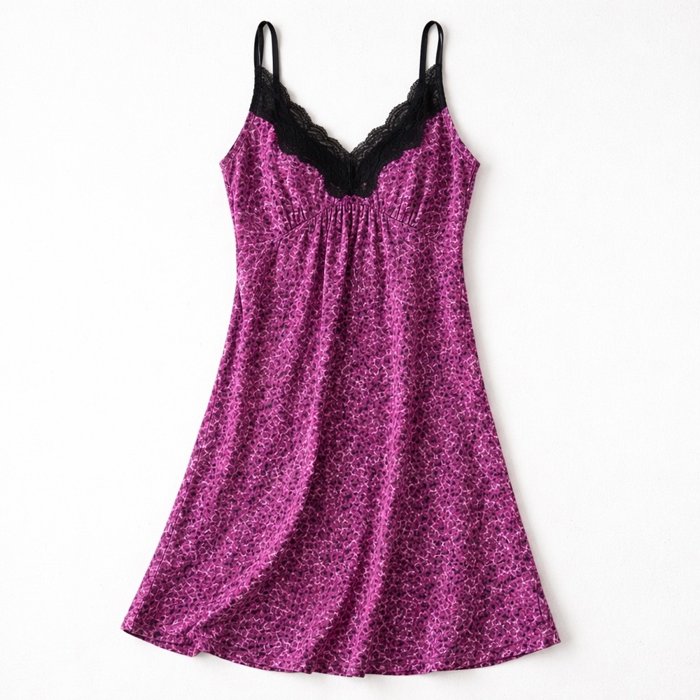 Apt 9 Intimates Dress L Pink‎ Purple Ditsy Floral Black Lace Nightgown Bundle